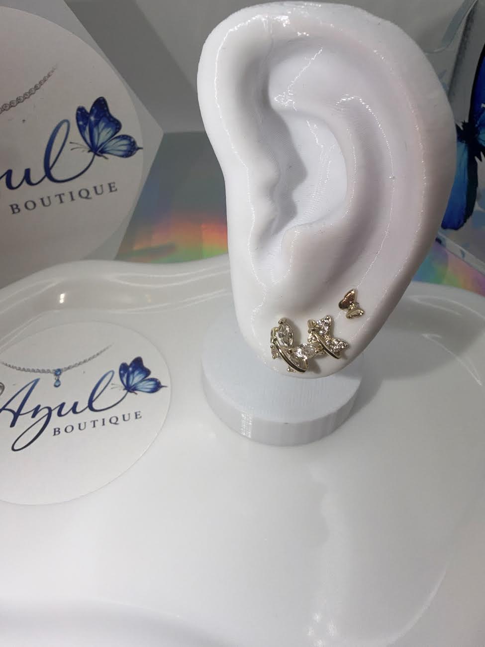 Gold plated little butterfly studs