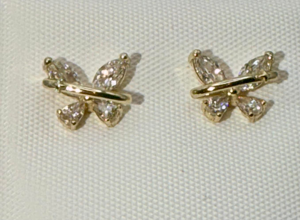 Gold plated little butterfly studs