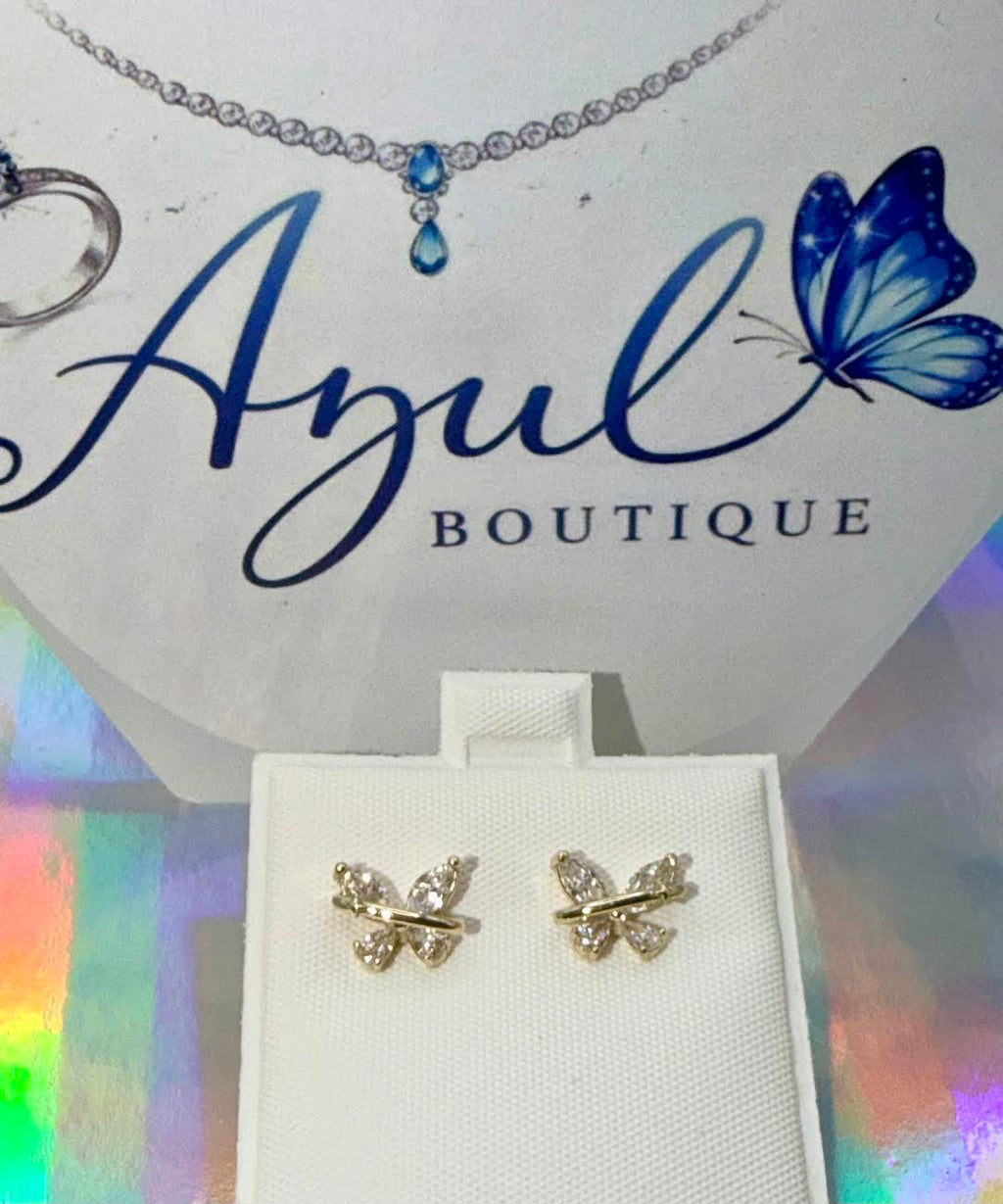 Gold plated little butterfly studs