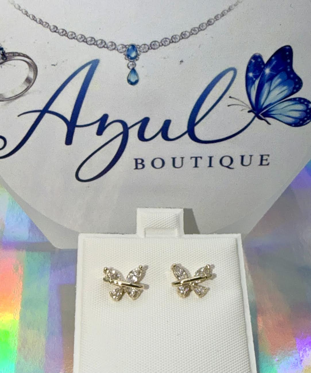 Gold plated little butterfly studs