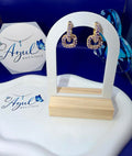 Square Purple Gem Stone Earrings
