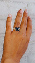 Deep Blue Butterfly Gold Ring