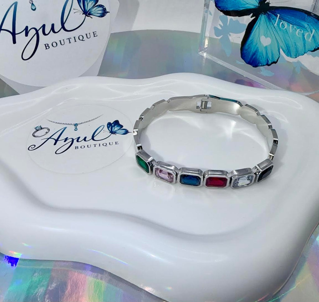 Multicolor Silver bangle set