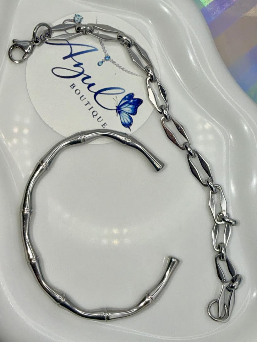 Multi shape silver combo bracelet
