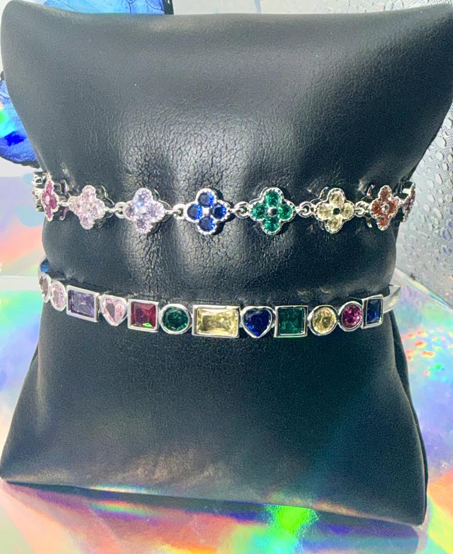 Multicolor combo silver tone