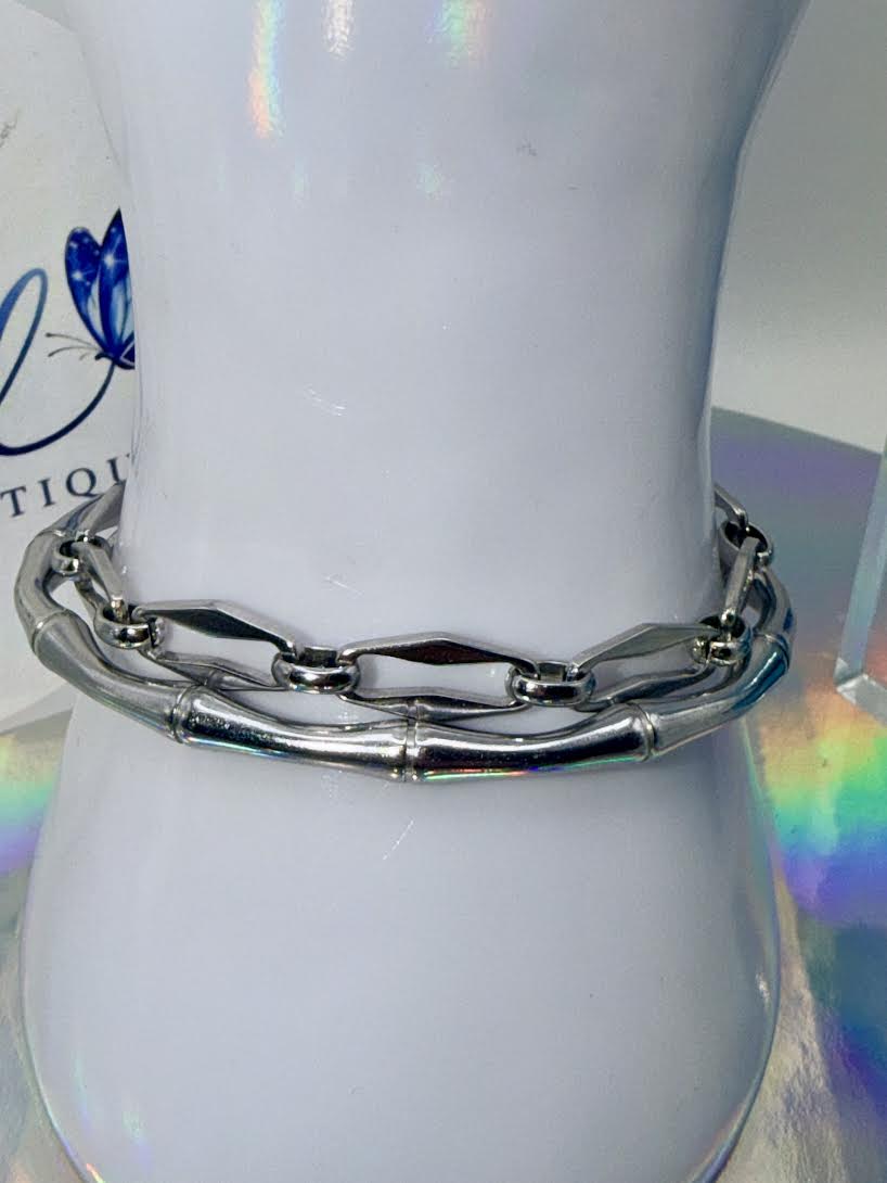 Multi shape silver combo bracelet