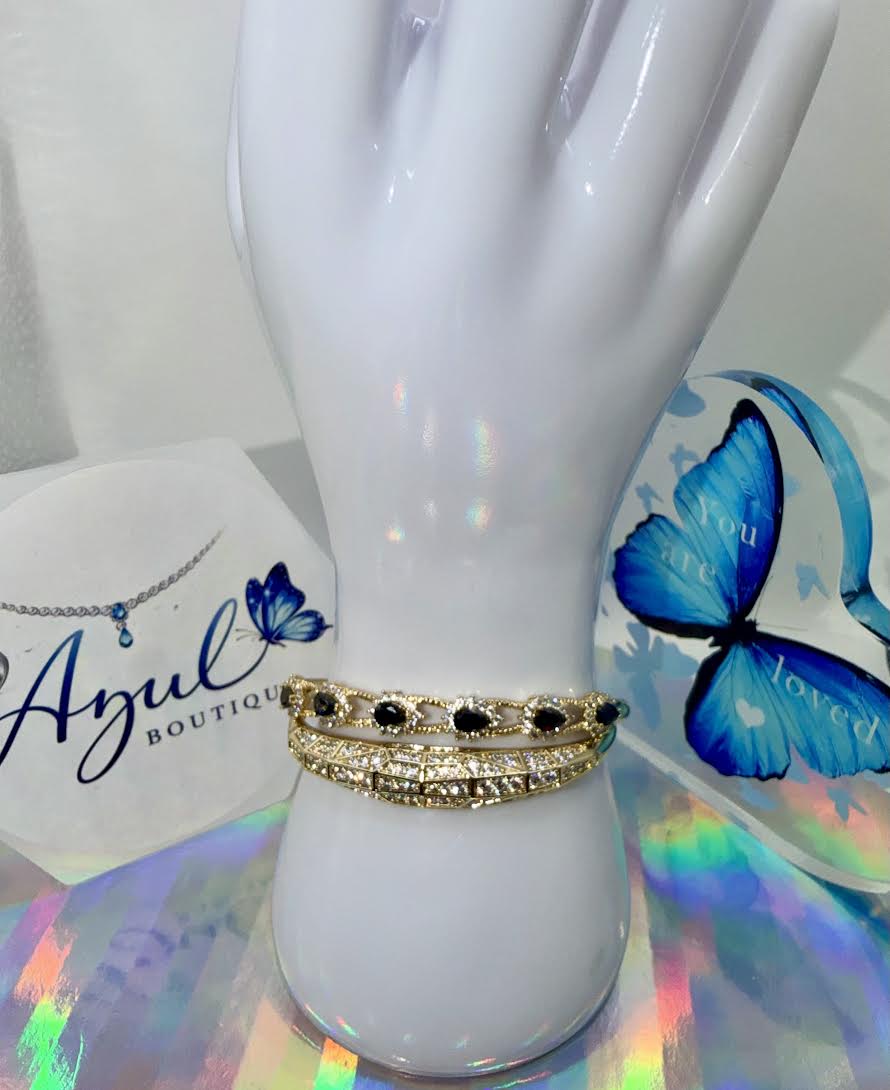 Black stones bangle set