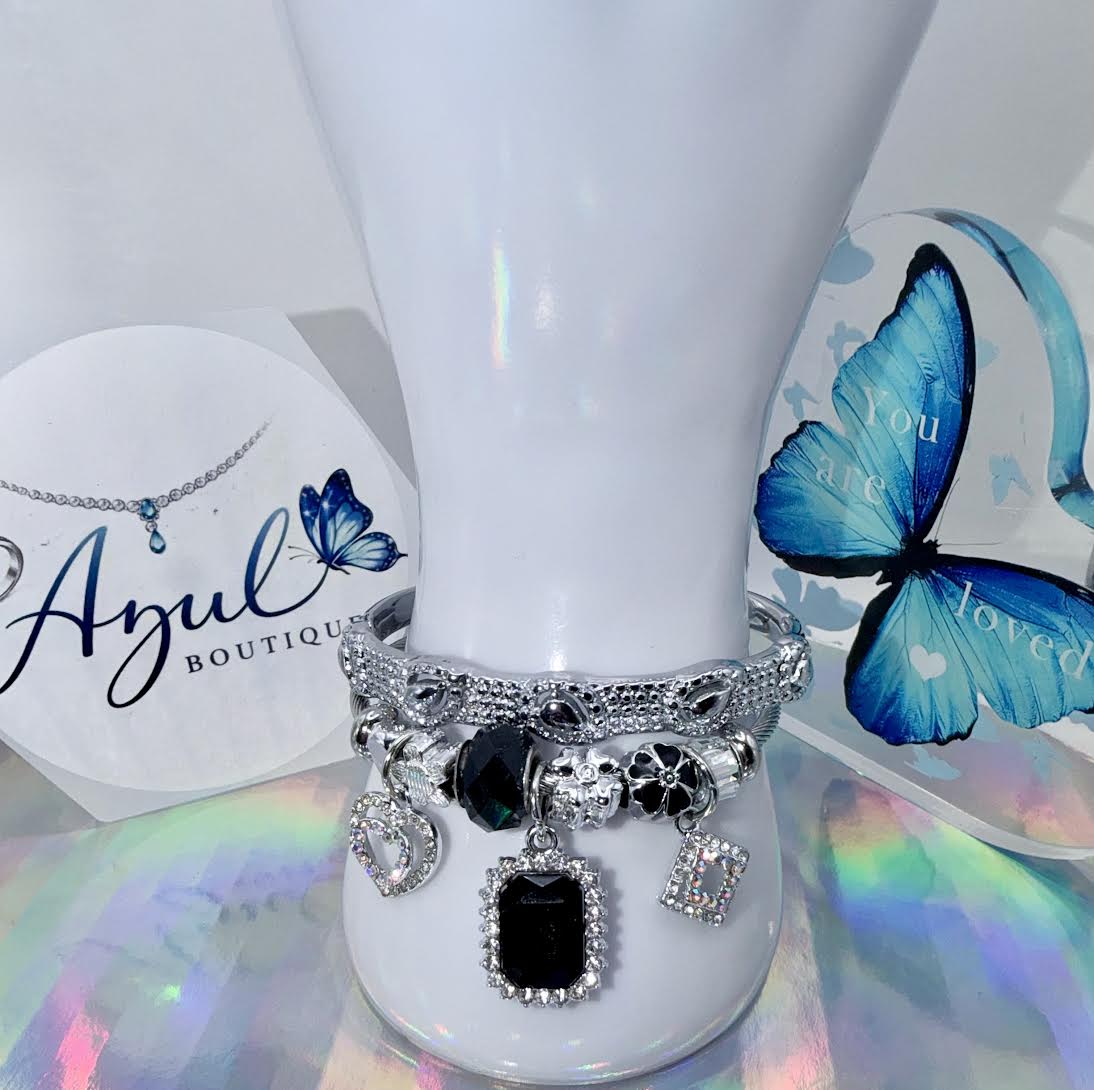 Pando silver tone bangle set