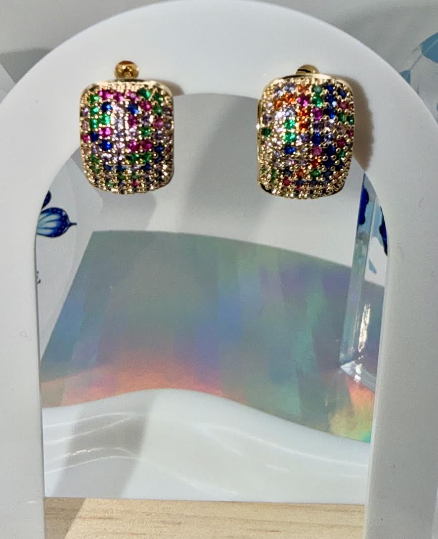 Chunky multi color hoops earrings