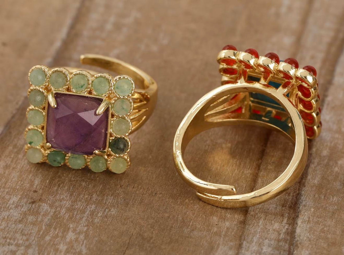 Natural Gemstone Beads Rings