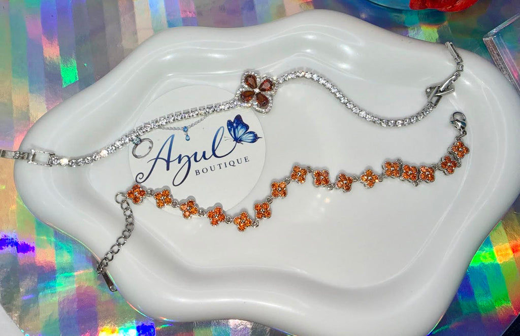 Orange clover bracelet set