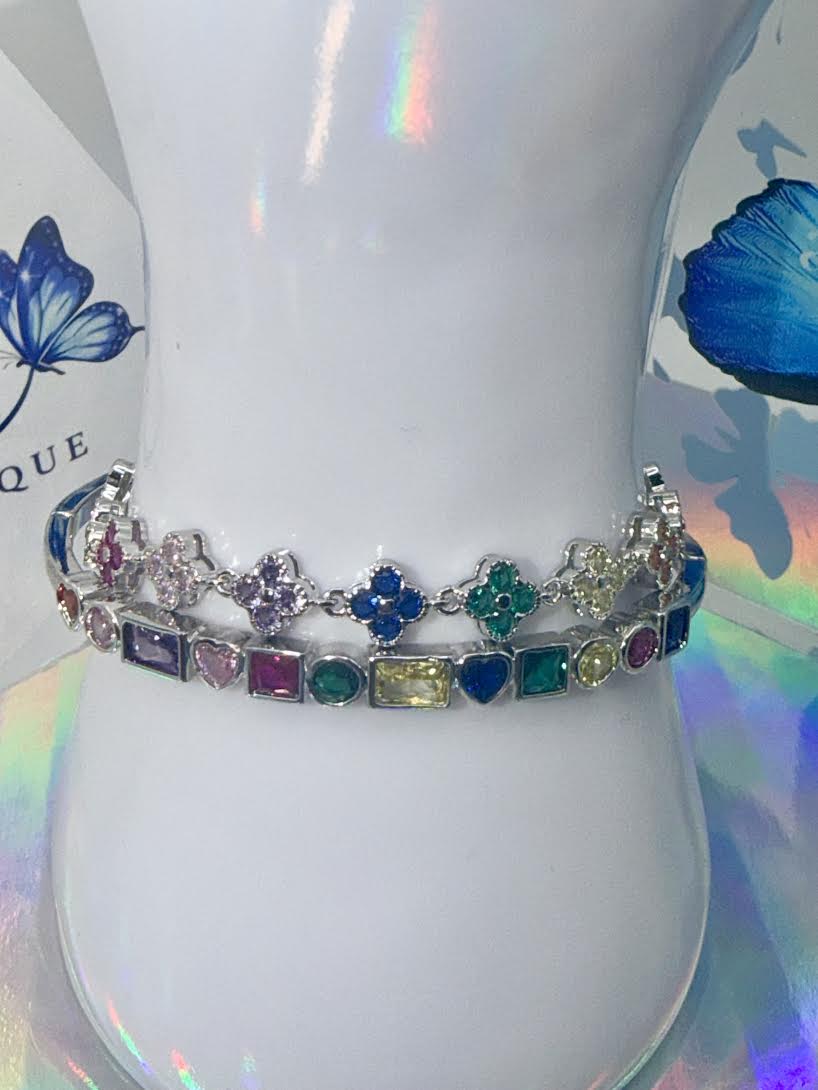 Multicolor combo silver tone