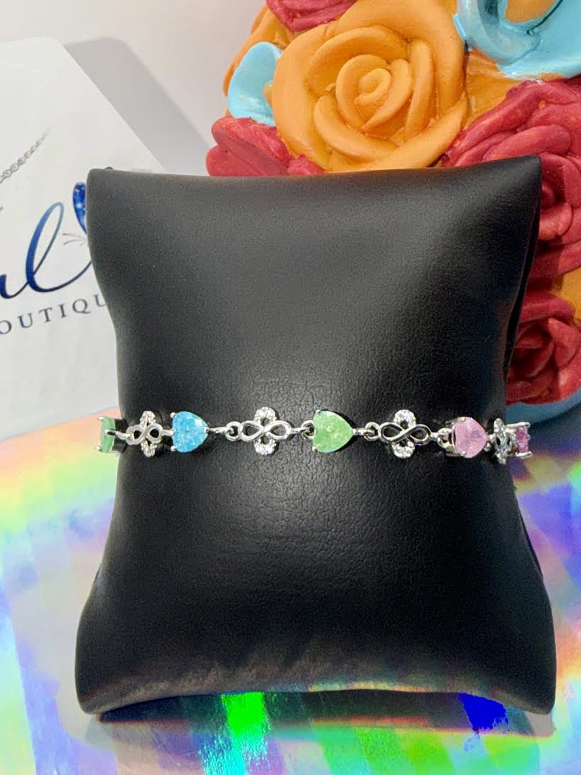 Jelly colors heart bracelet - silver tone