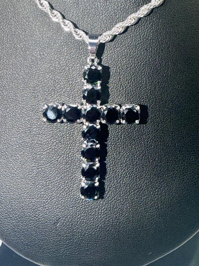 Black and silver cross necklace