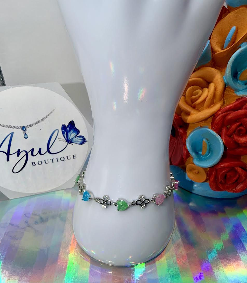 Jelly colors heart bracelet - silver tone