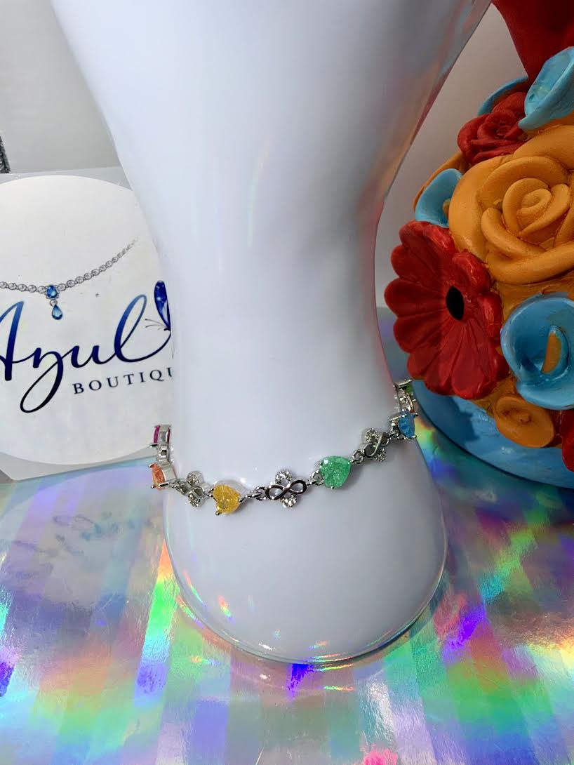 Jelly colors heart bracelet - silver tone