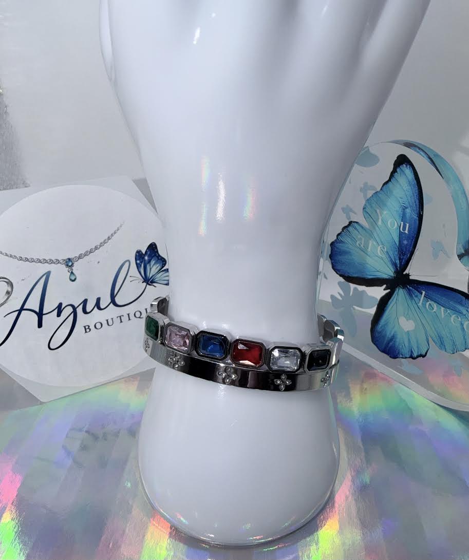 Multicolor Silver bangle set
