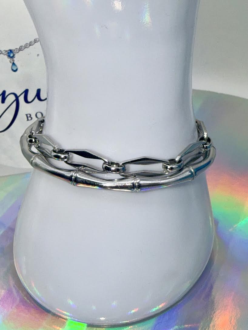 Multi shape silver combo bracelet