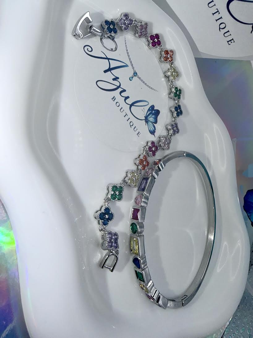 Multicolor combo silver tone