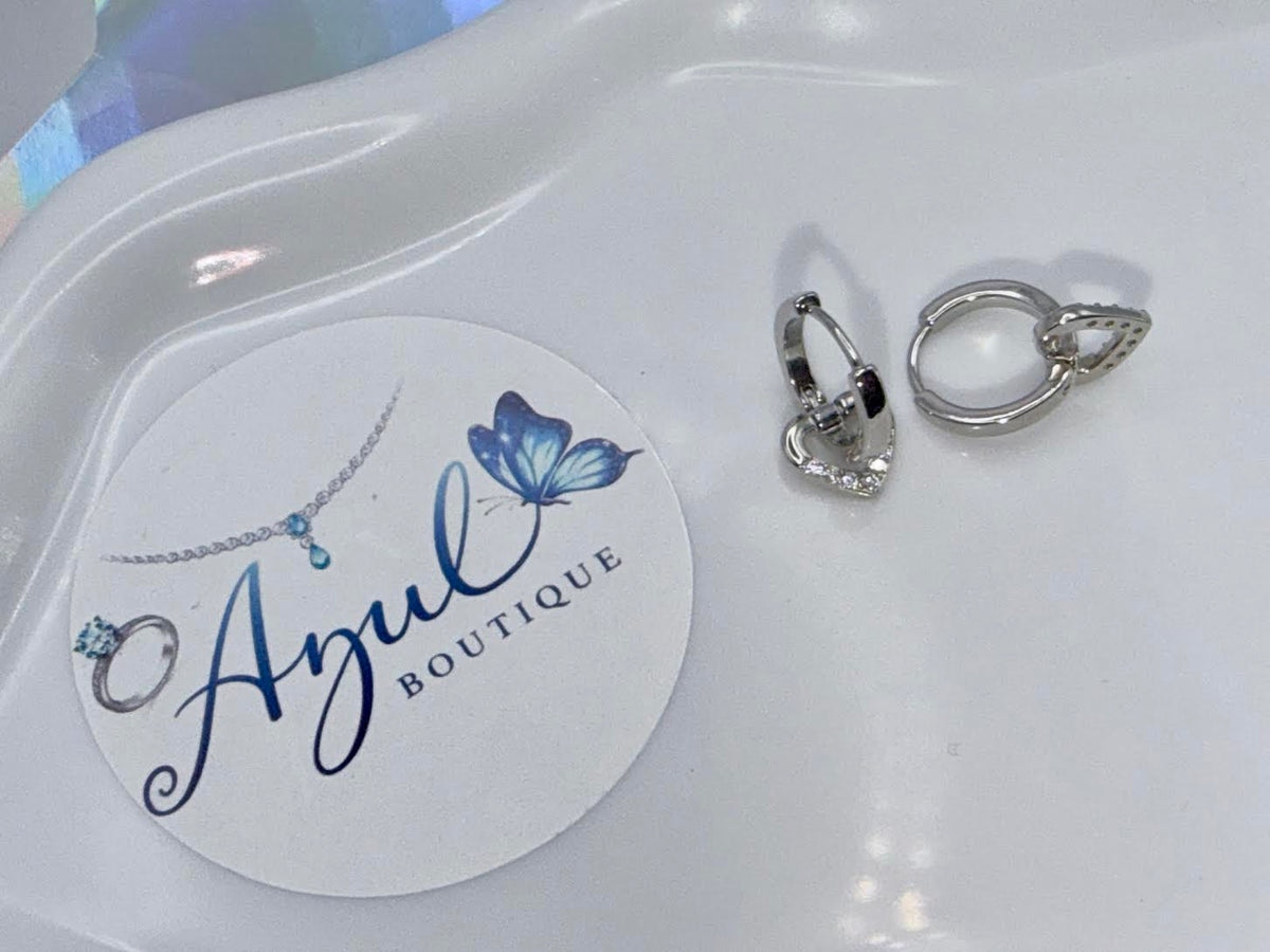 Silver Heart small hoops