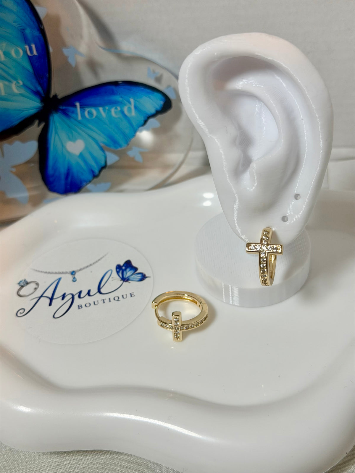 Cross Hoop Earrings