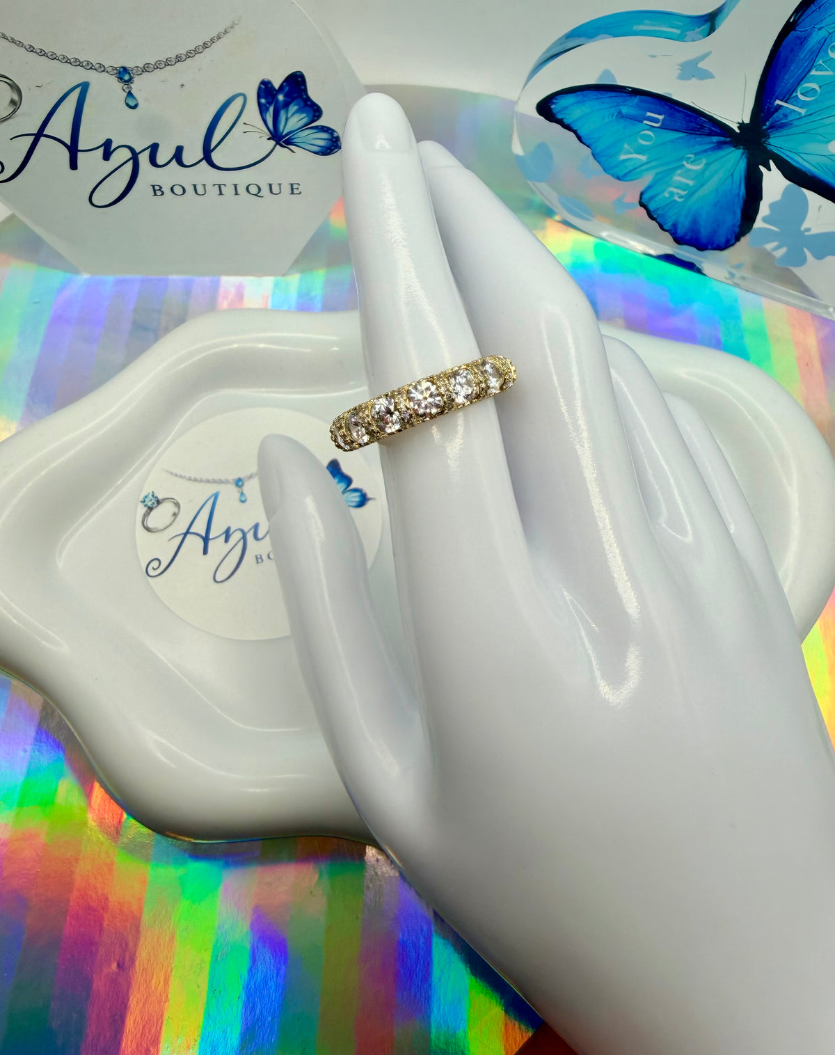 Clear crystal gem ring