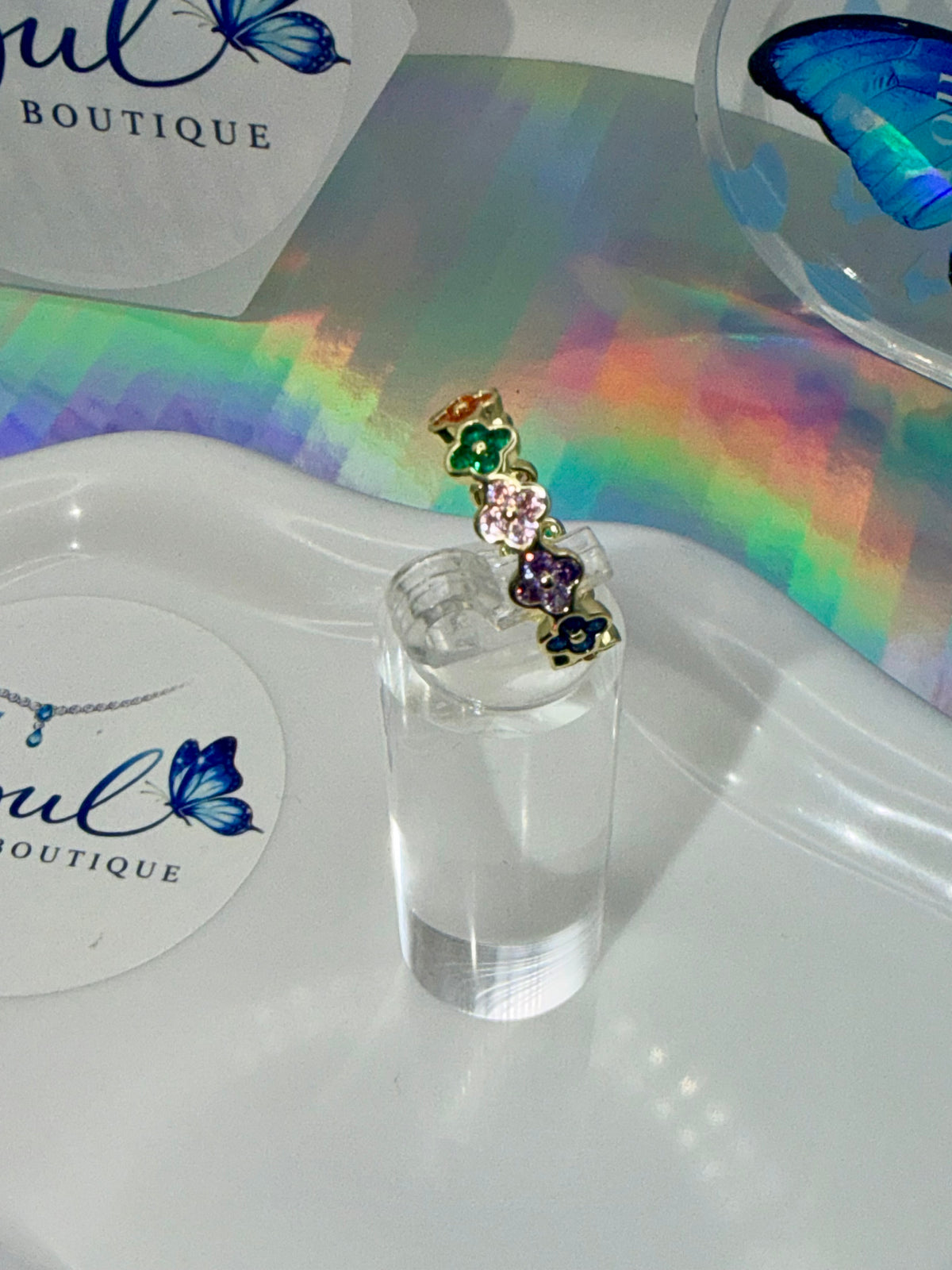 Rainbow Clover Ring