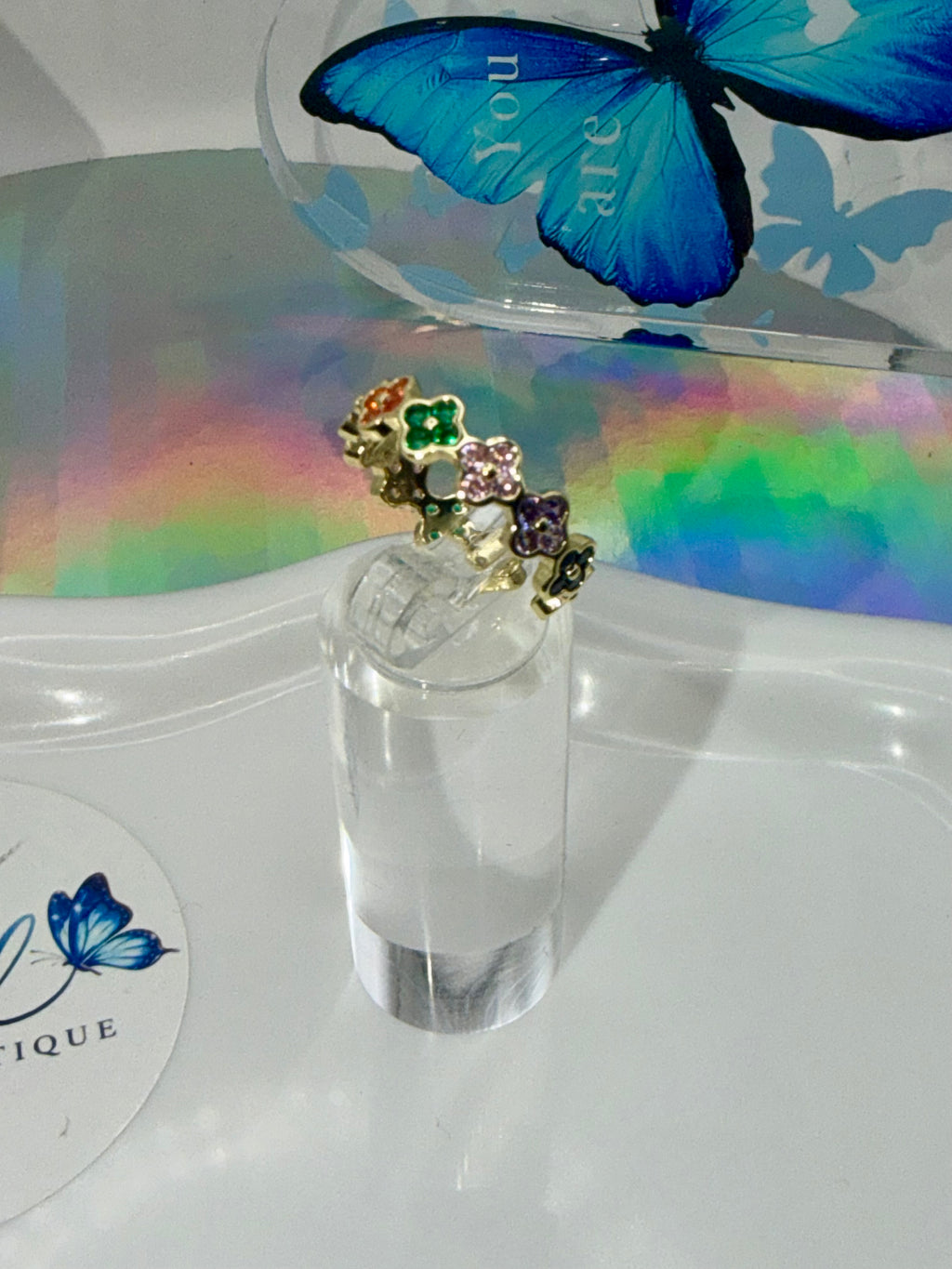 Rainbow Clover Ring