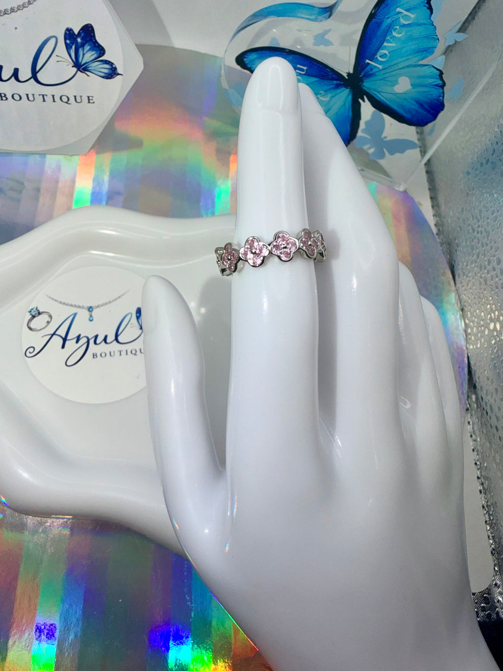 Light Pink Clover Ring