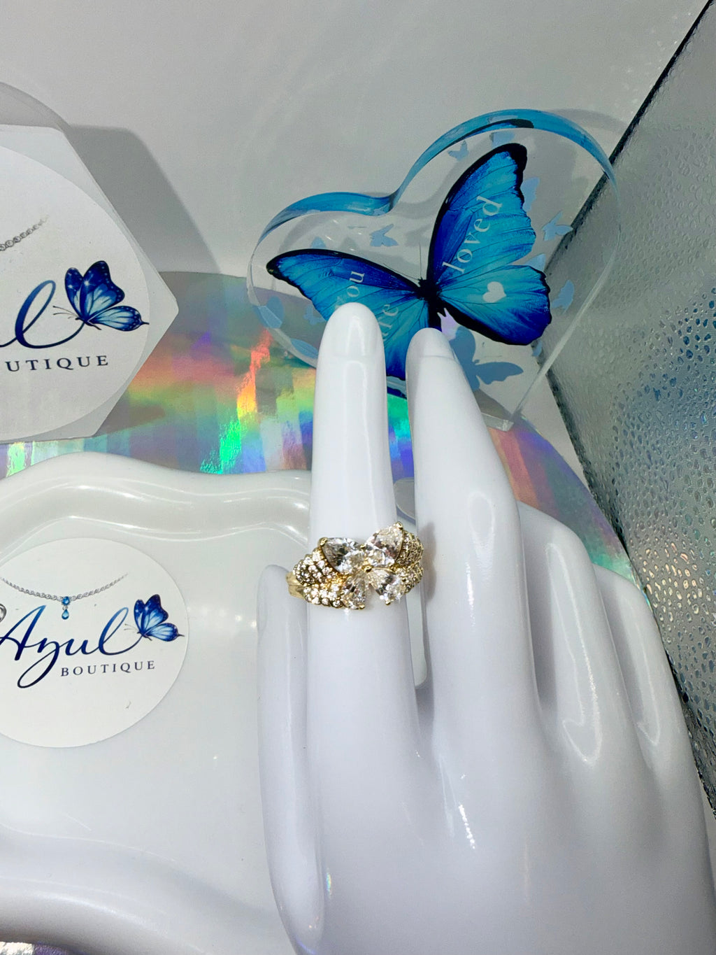 Clear Stone Butterfly Ring