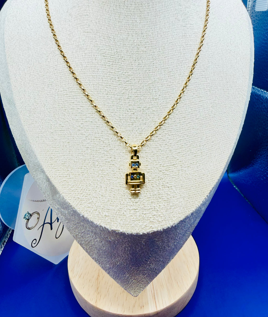 Modern Geometric Robot Pendant Necklace