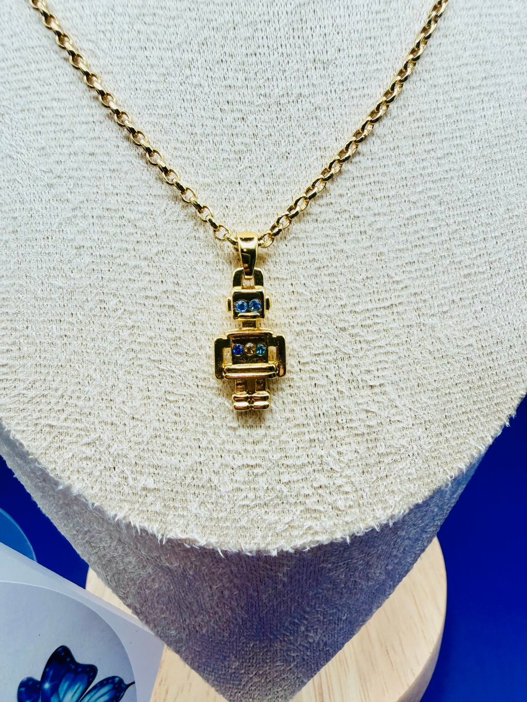 Modern Geometric Robot Pendant Necklace
