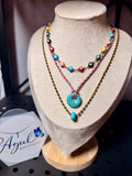Multicolor Boho-Chic/Evil Eye Layered 3-Necklaces Set