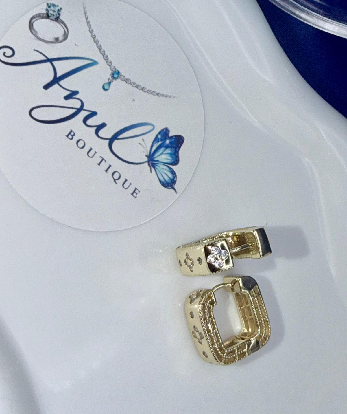 Square Clover Hoop Earrings