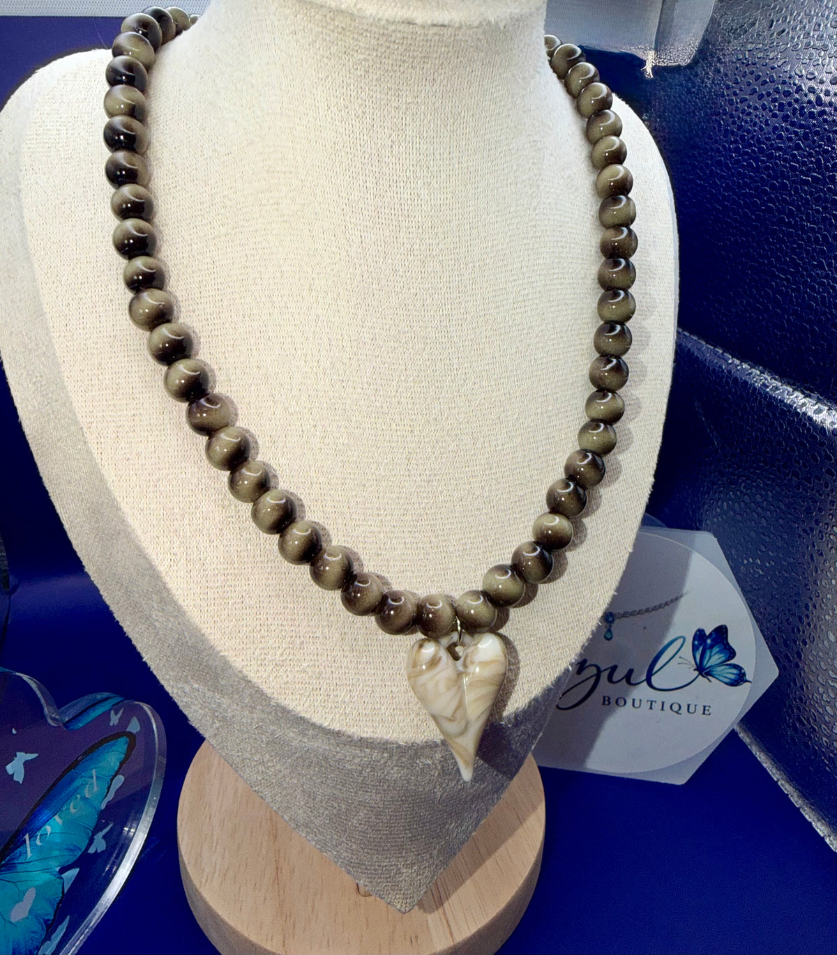 Gray Cat Eye Stone Necklace
