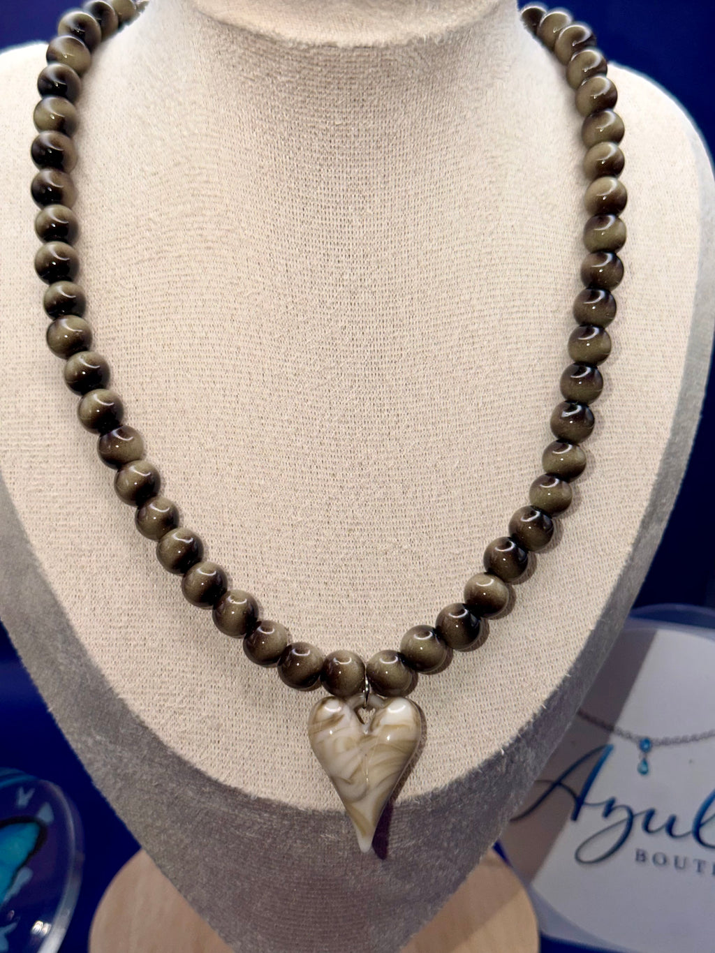 Gray Cat Eye Stone Necklace