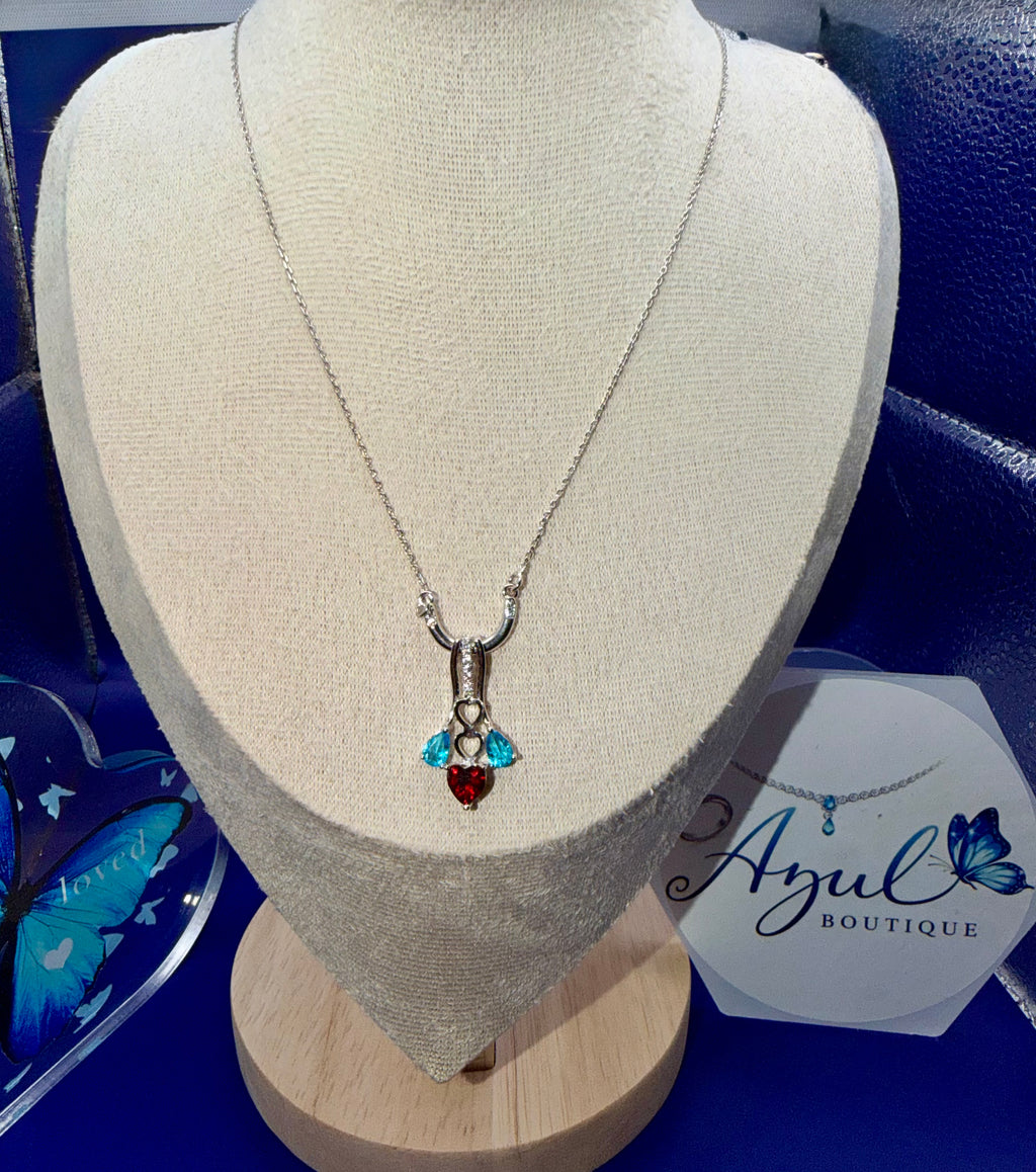 Unique Heart Necklace in Silver tone