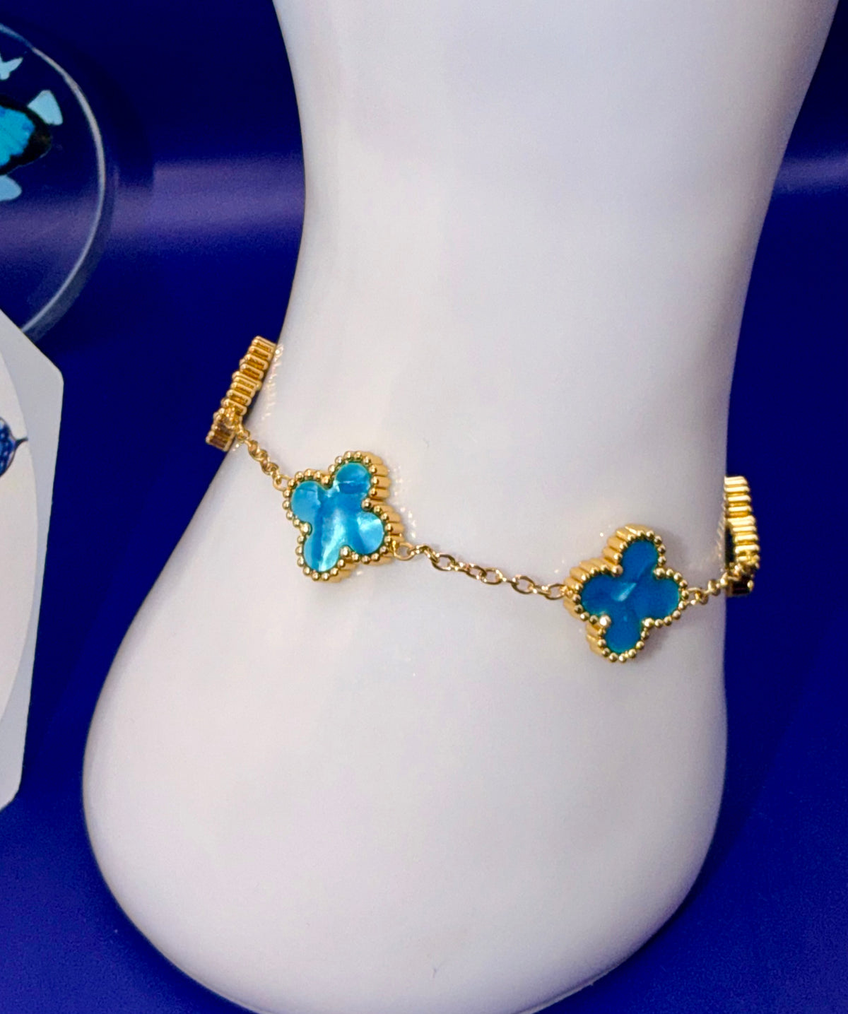 Marble Blue Clover Stainless Steel Set