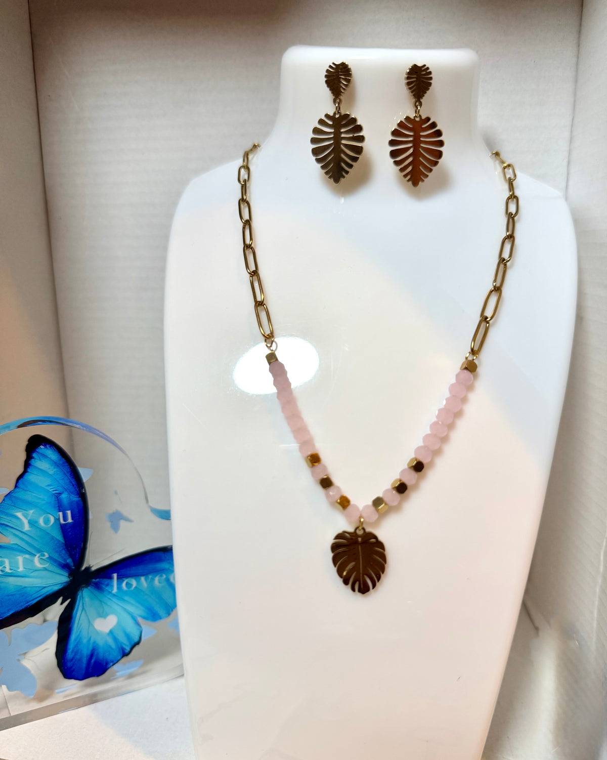 Leafy Stainless Steel Jewelry Set