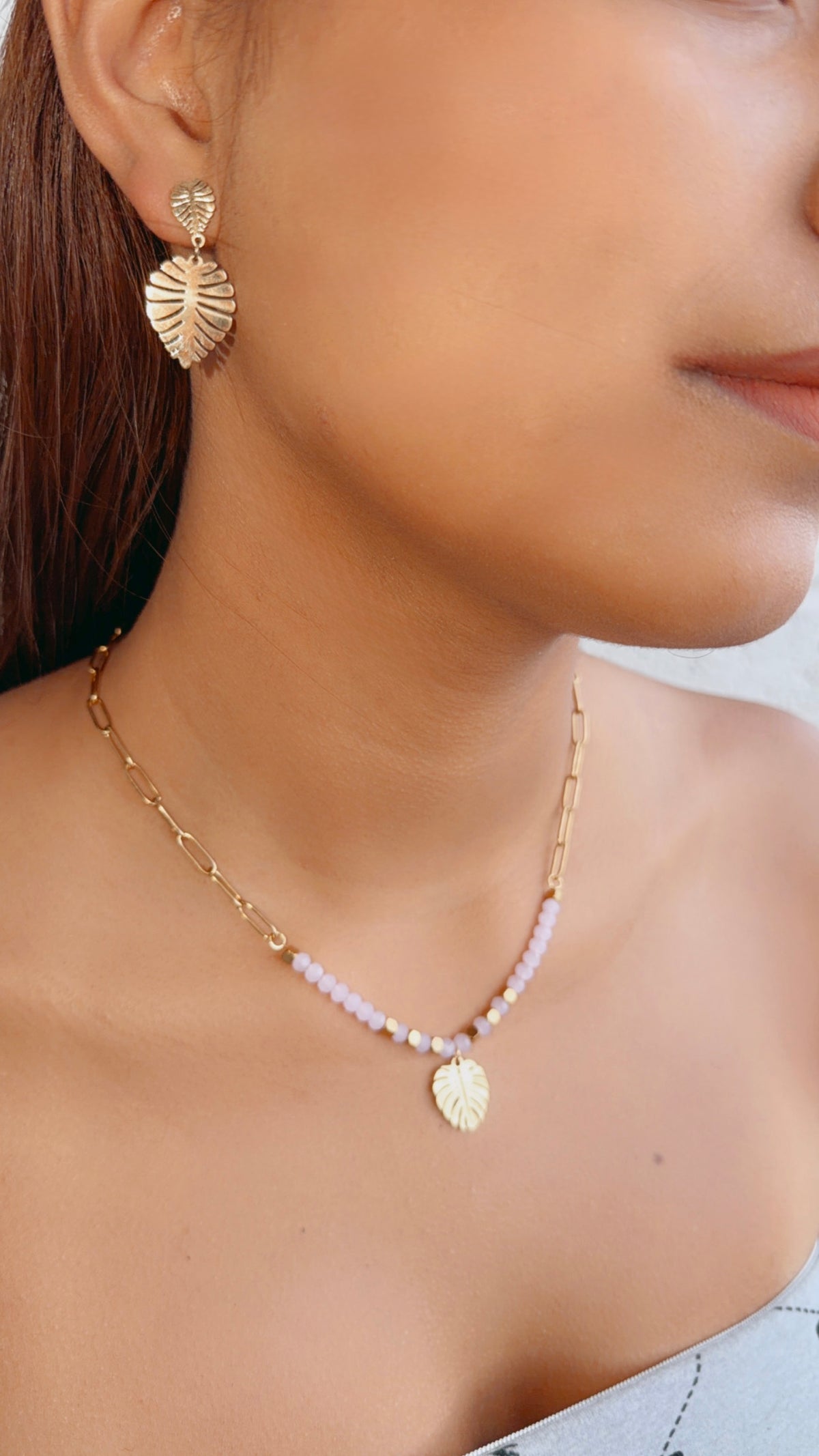 Leafy Stainless Steel Jewelry Set