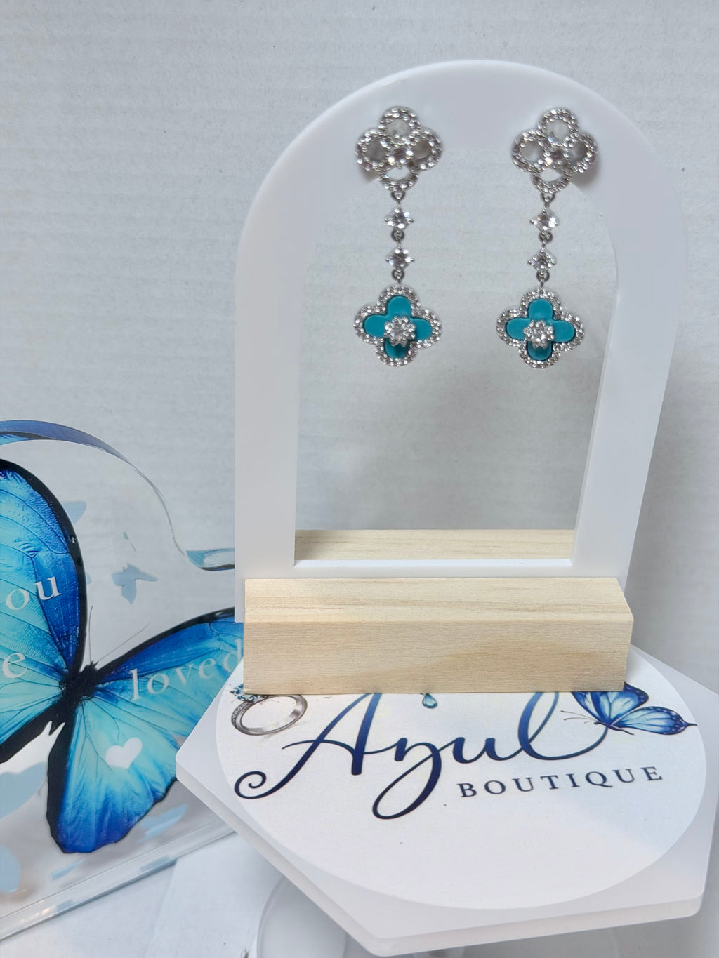 Clover Turquoise Drop Earring inspired