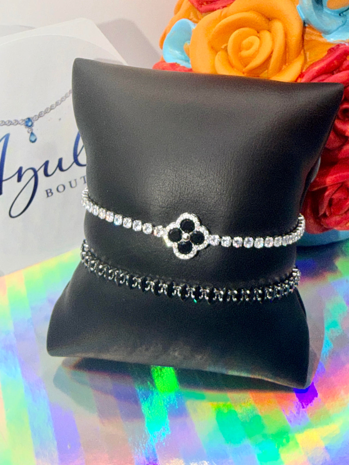 Black clover bracelet - silver