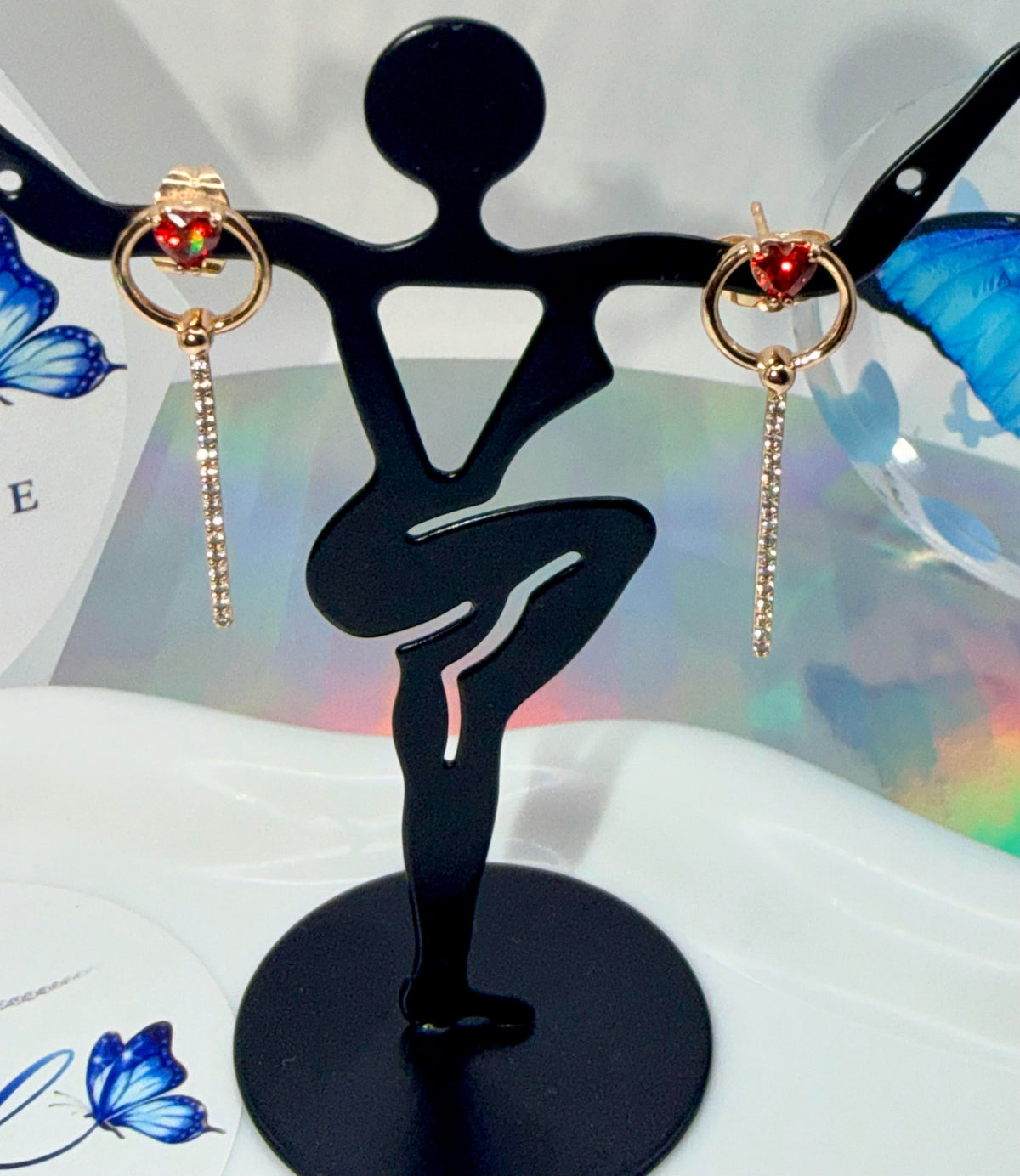 Circle & Heart Drop Earrings