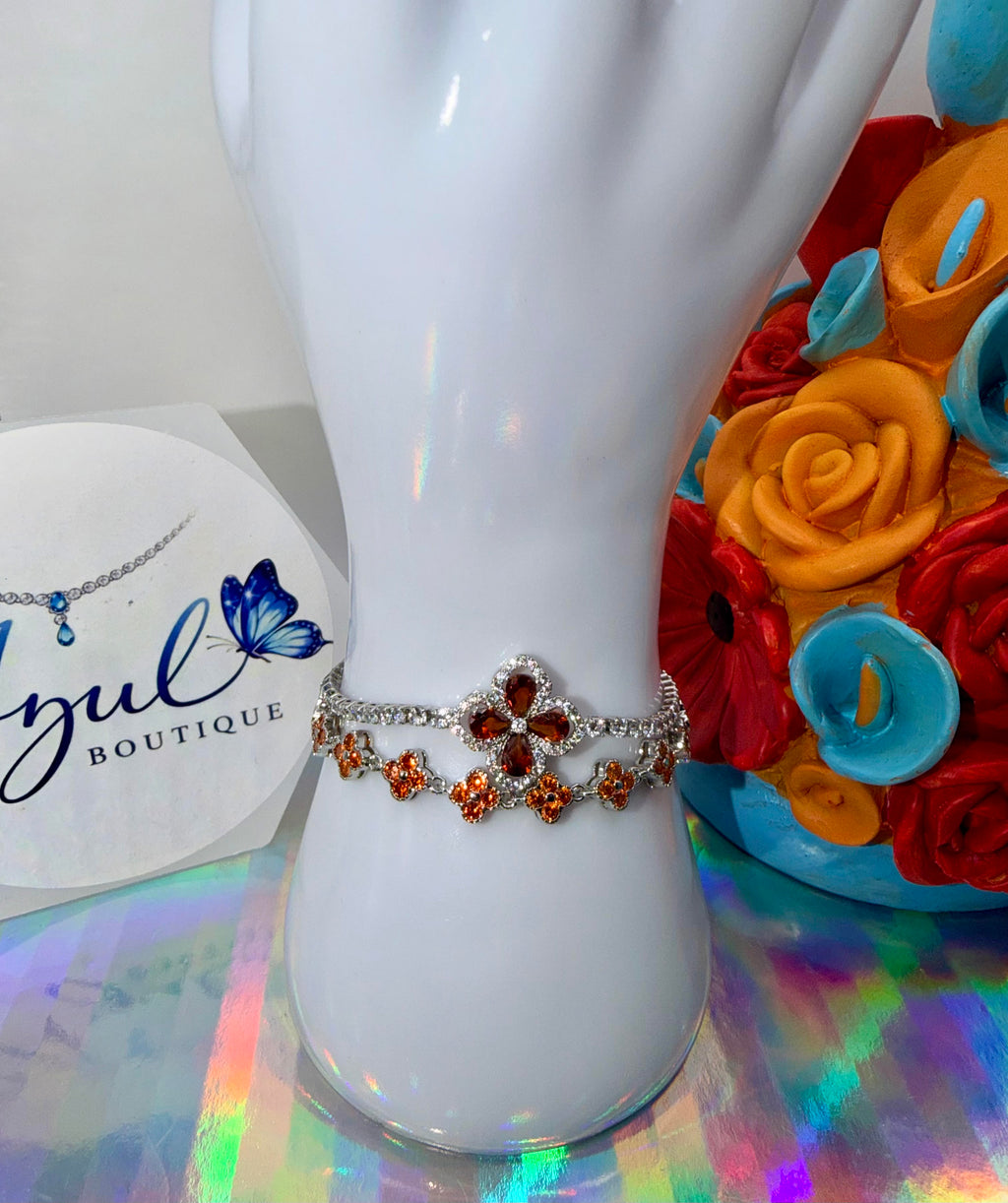 Orange clover bracelet set