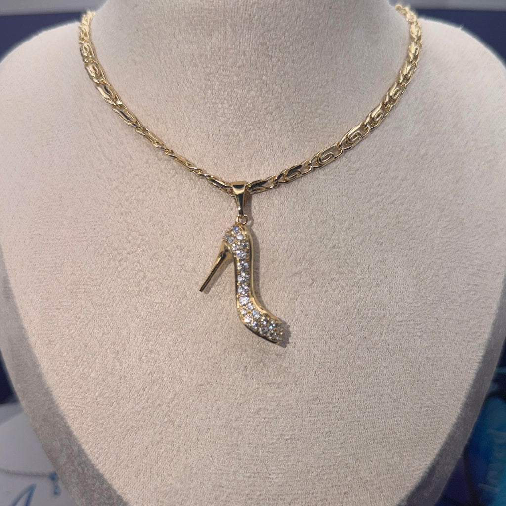 Stiletto Iced High-Heel Pendant Necklace