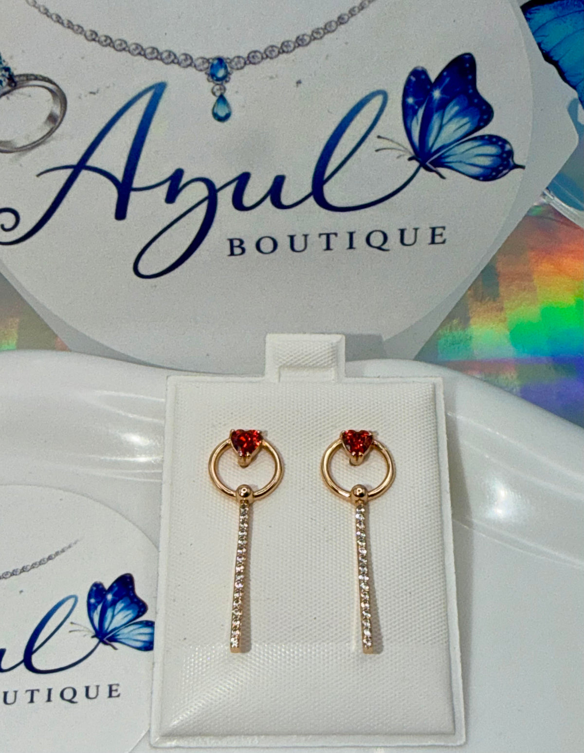 Circle & Heart Drop Earrings