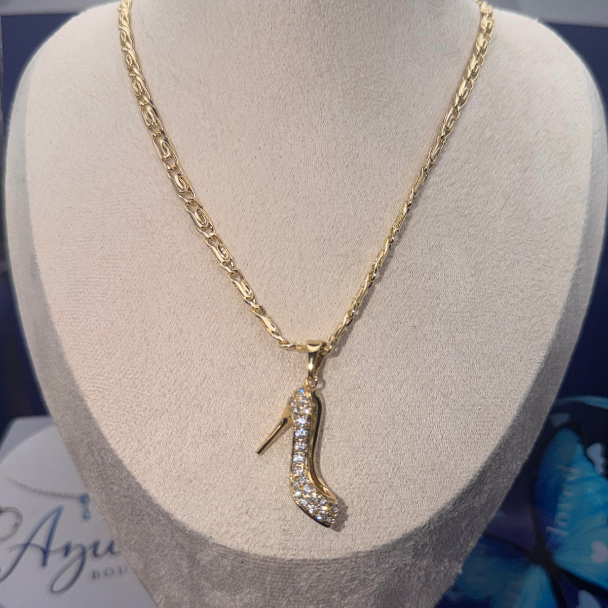 Stiletto Iced High-Heel Pendant Necklace
