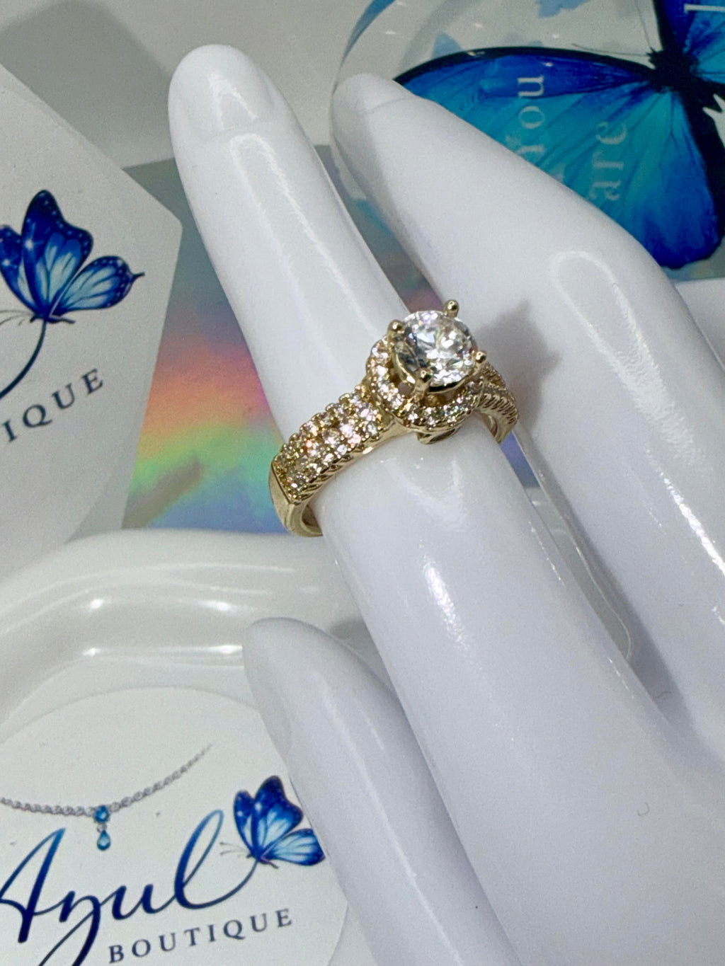Golden Blossom Crystal Ring
