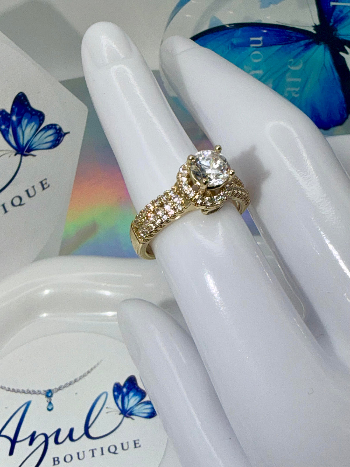 Golden Blossom Crystal Ring