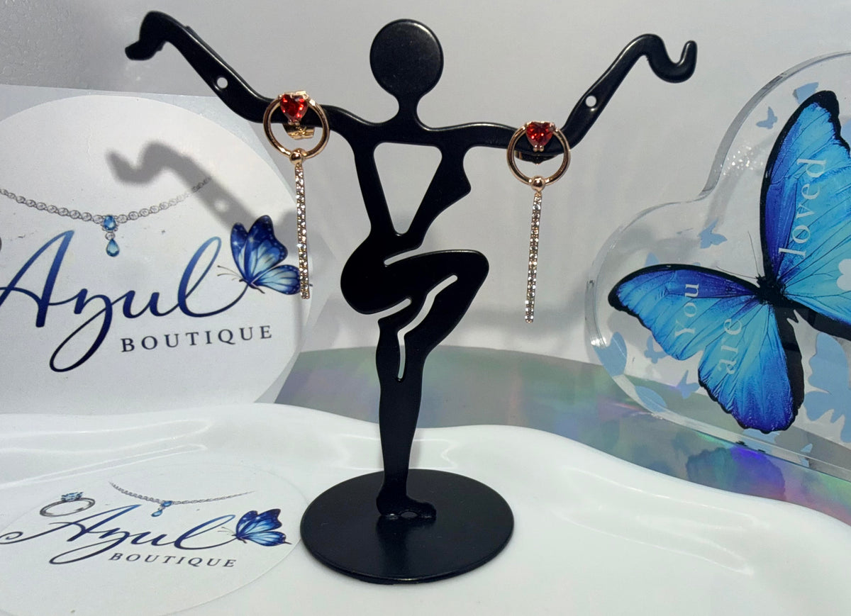 Circle & Heart Drop Earrings